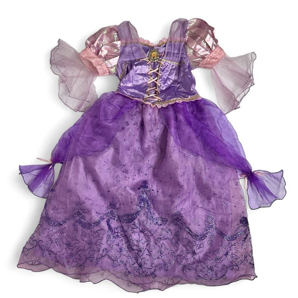 Disney Store Rapunzel Tangled Costume Gown Girls 10/ L Purple Glitter Princess